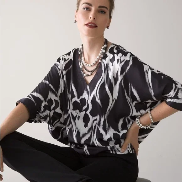 WHBM Kimono Sleeve Blouse, Size L Petite - Picture 1 of 7